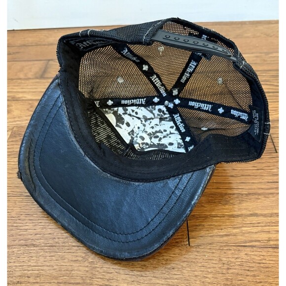 Vintage Affliction Double Skull Chain Cross Trucker Snapback Hat Brown One Size - Picture 10 of 11